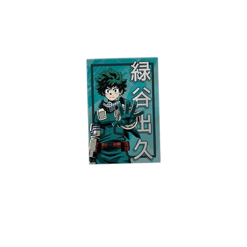 NIPPON DOKI STORE My Hero Academia Izuku Midoriya rectangular magnet featuring Deku in his hero suit on a teal background