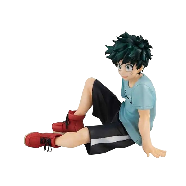 NIPPON DOKI STORE Izuku Midoriya GEM Palm Size statuette featuring Deku sitting in a casual light blue t-shirt