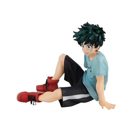 NIPPON DOKI STORE Izuku Midoriya GEM Palm Size statuette featuring Deku sitting in a casual light blue t-shirt