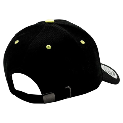 NIPPON DOKI STORE Jujutsu Kaisen black baseball cap with lime green button and eyelet details, rear view