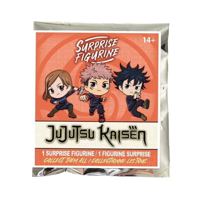 NIPPON DOKI STORE Jujutsu Kaisen surprise sachet featuring chibi illustrations of Yuji Itadori and other characters.