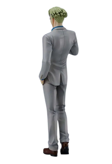NIPPON DOKI STORE Kento Nanami POP UP PARADE figurine from Jujutsu Kaisen, shown from a rear angle in a grey suit.