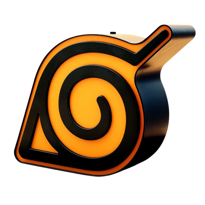 Lampe Naruto Konoha officielle NIPPON DOKI STORE avec logo du village en noir et orange lumineux