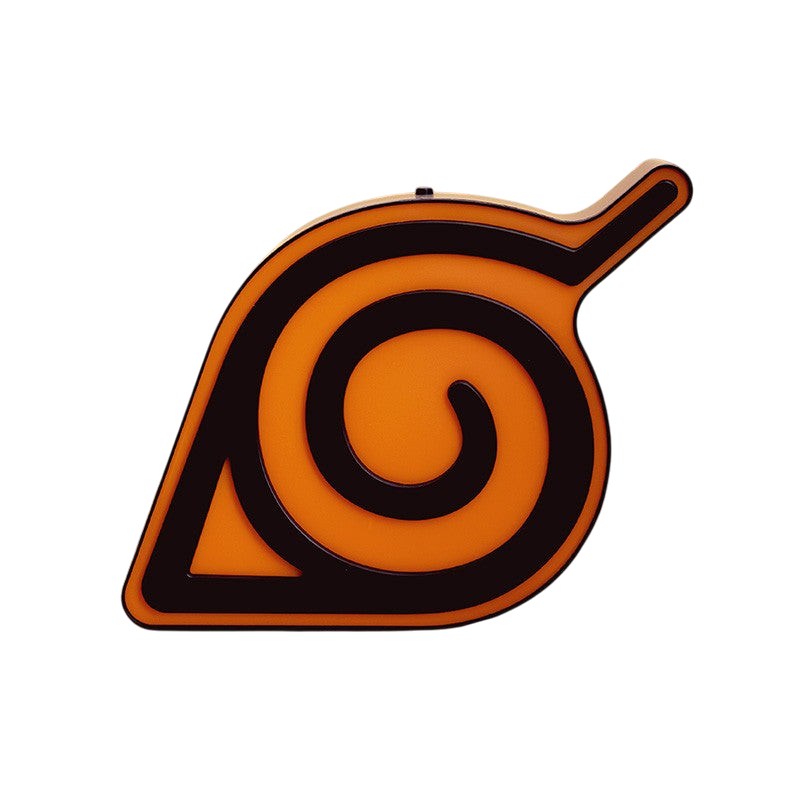 Lampe Naruto Konoha orange et noire officielle NIPPON DOKI STORE posée devant une cloison traditionnelle japonaise