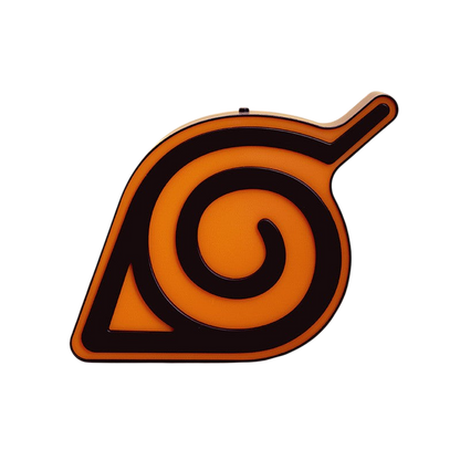 Lampe Naruto Konoha orange et noire officielle NIPPON DOKI STORE posée devant une cloison traditionnelle japonaise