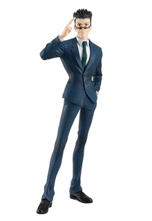 NIPPON DOKI STORE Leorio Paradinight POP UP PARADE figurine from Hunter x Hunter in a blue suit adjusting his glasses