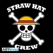 Logo officiel One Piece Straw Hat Crew avec chapeau de paille de Luffy, disponible chez NIPPON DOKI STORE