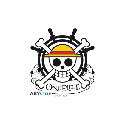 Logo officiel One Piece avec le crâne de Luffy et le chapeau de paille, disponible chez NIPPON DOKI STORE