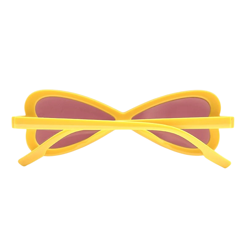 Lunettes répliques de Brook dans One Piece, monture jaune en forme de cœur, vendues par NIPPON DOKI STORE