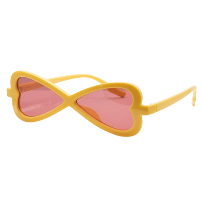 Lunettes répliques de Brook dans One Piece, monture jaune en forme de cœur avec verres teintés roses, NIPPON DOKI STORE