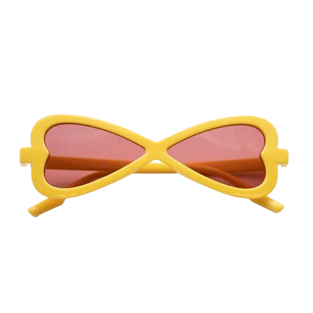 Lunettes répliques de Brook dans One Piece par NIPPON DOKI STORE, monture jaune en forme de cœur avec verres teintés