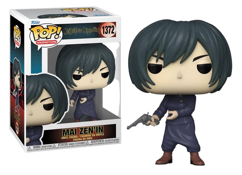 NIPPON DOKI STORE Funko POP Animation Mai Zenin figure from Jujutsu Kaisen holding a revolver in her school uniform