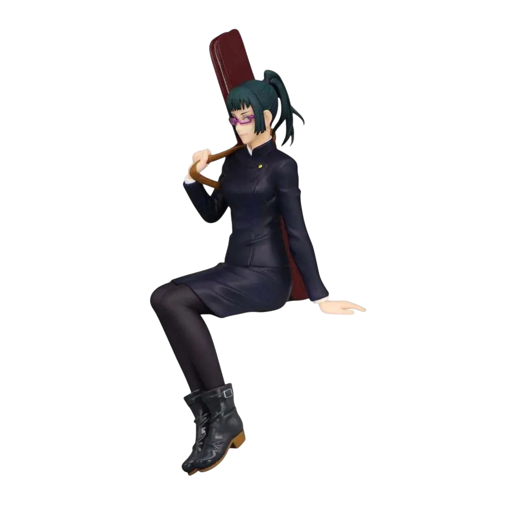 NIPPON DOKI STORE Maki Zenin Noodle Stopper figurine from Jujutsu Kaisen wearing her dark uniform with glasses