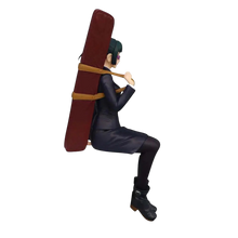 NIPPON DOKI STORE Maki Zenin Noodle Stopper figurine from Jujutsu Kaisen wearing a school uniform with a weapon case