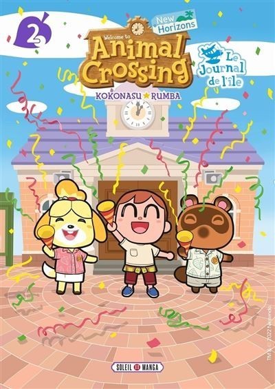 Couverture du manga NIPPON DOKI STORE Animal Crossing Journal de l'île tome 2 avec Marie, Tom Nook et un villageois