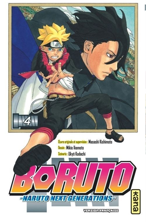 Couverture du manga Boruto Naruto Next Generations tome 4 par NIPPON DOKI STORE avec Boruto et Sasuke en action