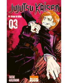 Couverture du tome 3 du manga Jujutsu Kaisen chez NIPPON DOKI STORE, illustrant Nobara Kugisaki avec son marteau.