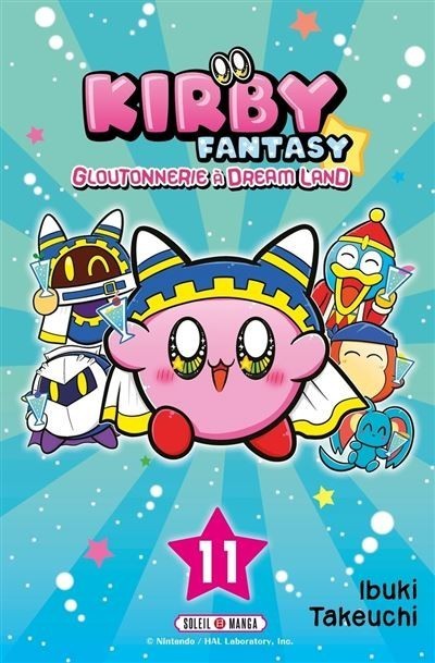 Couverture du manga Kirby Fantasy Tome 11 par NIPPON DOKI STORE avec Kirby et ses amis sur fond bleu étoilé