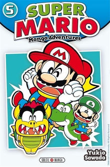 Couverture du tome 5 de Mario Manga Adventures chez NIPPON DOKI STORE avec Mario, Luigi, Yoshi et Bowser