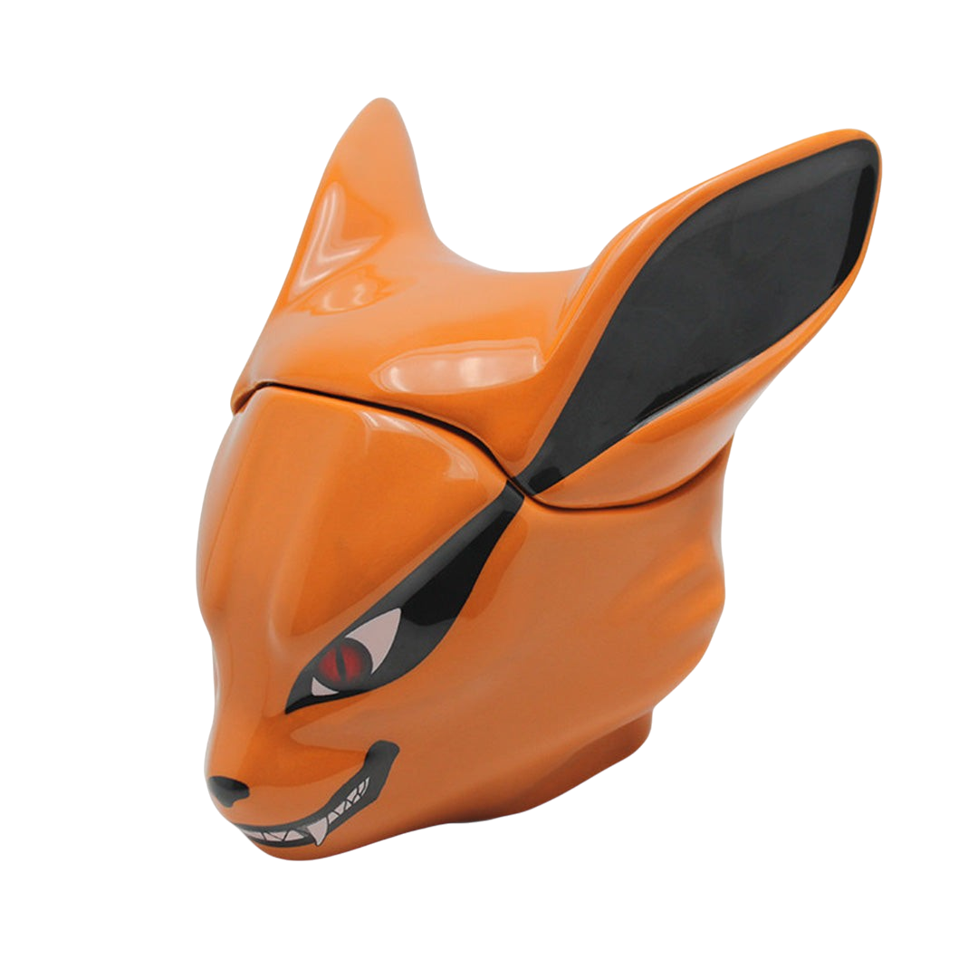 Mug 3D en céramique orange représentant la tête du démon renard Kyubi de Naruto, vendu par NIPPON DOKI STORE