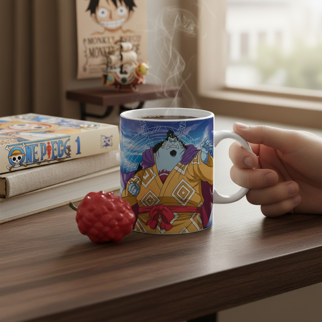 Mug en céramique NIPPON DOKI STORE de 320 ml illustré avec le personnage Jinbe de l'anime One Piece