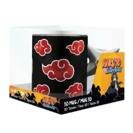 Mug 3D Naruto Akatsuki avec anse en forme de shuriken, produit officiel NIPPON DOKI STORE dans sa boîte de présentation