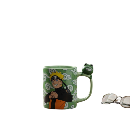 Mug en céramique NIPPON DOKI STORE Naruto avec anse 3D en forme de grenouille Gama-chan et motif thermo-réactif