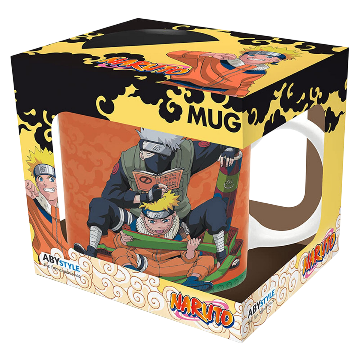 Mug en céramique NIPPON DOKI STORE Naruto avec illustrations de Kakashi et Naruto dans sa boîte cadeau officielle