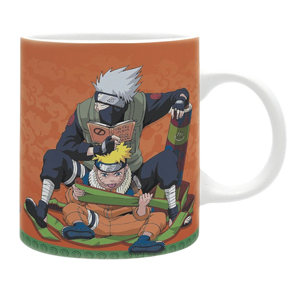 Mug en céramique NIPPON DOKI STORE Naruto de 320 ml avec illustration de Kakashi et Naruto sur fond orange