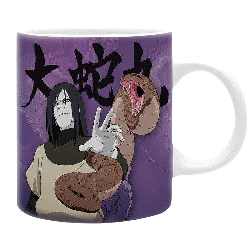 Mug en céramique NIPPON DOKI STORE Naruto de 320 ml illustré avec Orochimaru et son serpent sur fond violet