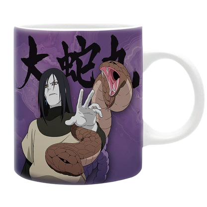 Mug en céramique NIPPON DOKI STORE Naruto de 320 ml illustré avec Orochimaru et son serpent sur fond violet