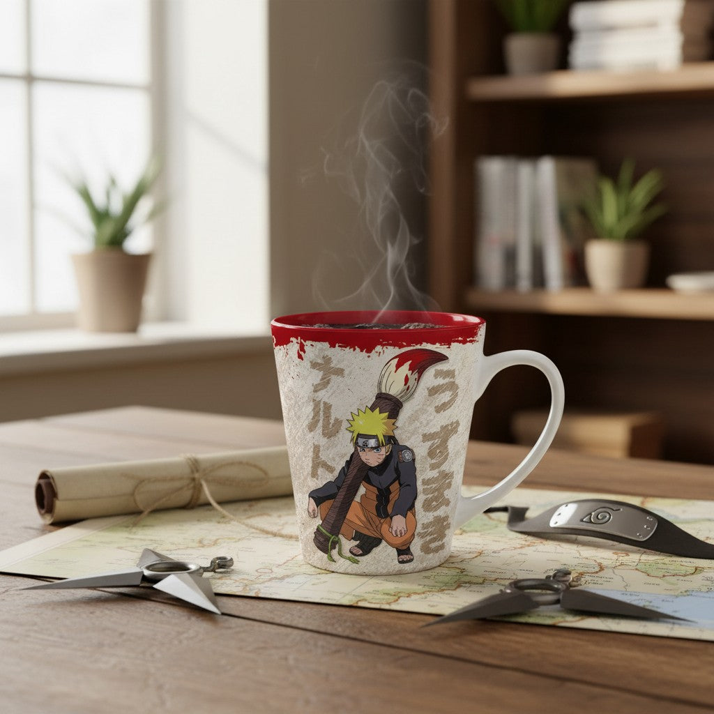 Mug en céramique NIPPON DOKI STORE Naruto Pinceau Ninja de 250 ml avec illustration du personnage sur fond texturé