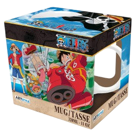 Mug en céramique NIPPON DOKI STORE One Piece 320 ml illustré avec Luffy et Vegapunk dans sa boîte de présentation