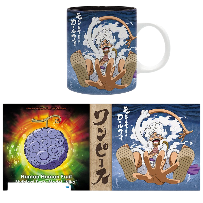 Mug en céramique NIPPON DOKI STORE One Piece 320 ml illustré avec Luffy Gear 5 Nika et le fruit du démon