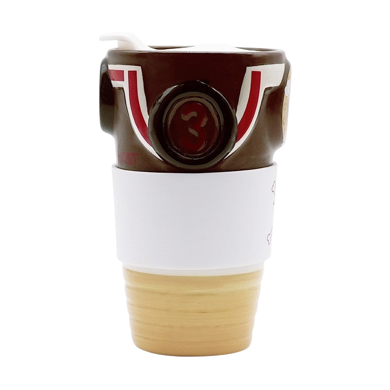 Mug de voyage en céramique NIPPON DOKI STORE aux couleurs du Thousand Sunny de One Piece avec couvercle blanc