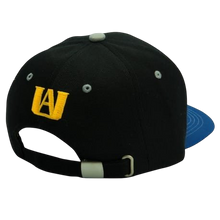 NIPPON DOKI STORE My Hero Academia snapback cap in black and blue with UA logo embroidery on the back