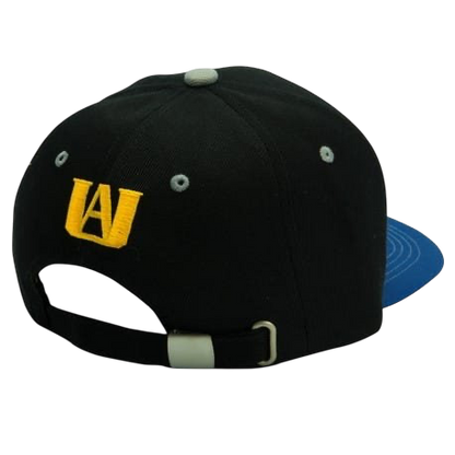 NIPPON DOKI STORE My Hero Academia snapback cap in black and blue with UA logo embroidery on the back