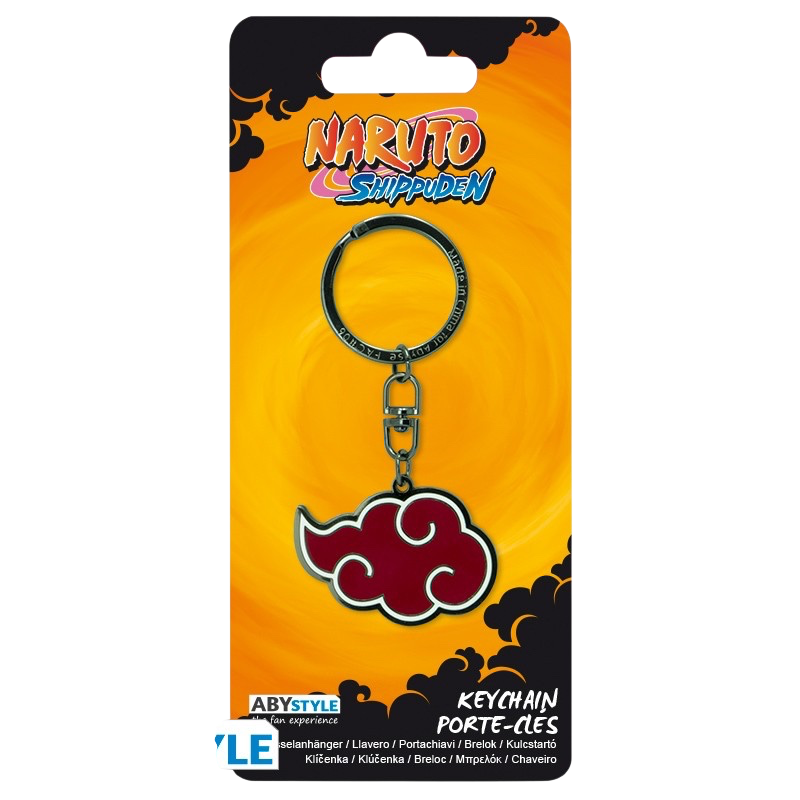 NIPPON DOKI STORE Naruto Akatsuki cloud keychain with red and black enamel on a branded display card