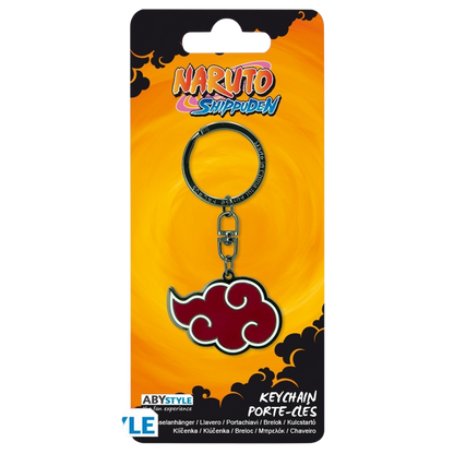 NIPPON DOKI STORE Naruto Akatsuki cloud keychain with red and black enamel on a branded display card