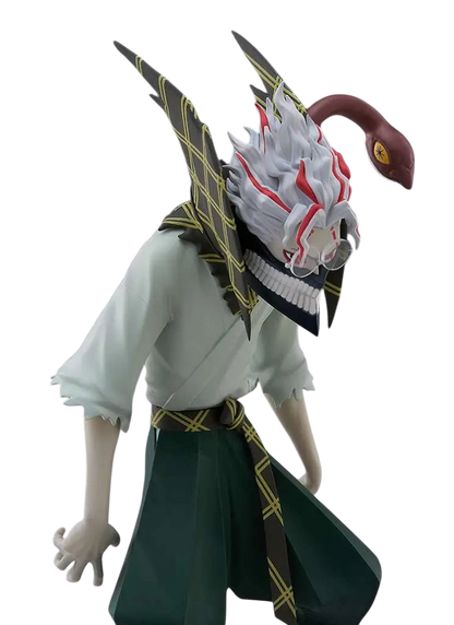 NIPPON DOKI STORE Okarun POP UP PARADE figurine from Dan Da Dan featuring detailed white hair and green kimono outfit