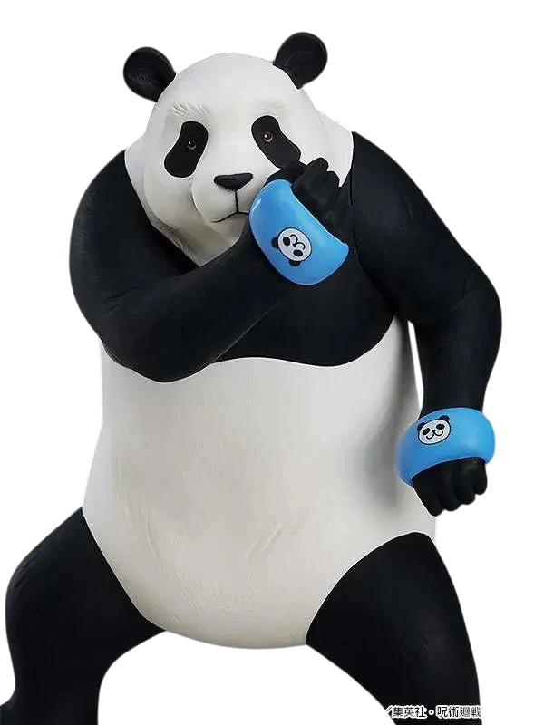 NIPPON DOKI STORE Jujutsu Kaisen Panda POP UP PARADE figurine in a dynamic fighting pose with blue wristbands