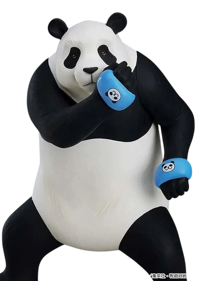 NIPPON DOKI STORE Jujutsu Kaisen Panda POP UP PARADE figurine in a dynamic fighting pose with blue wristbands