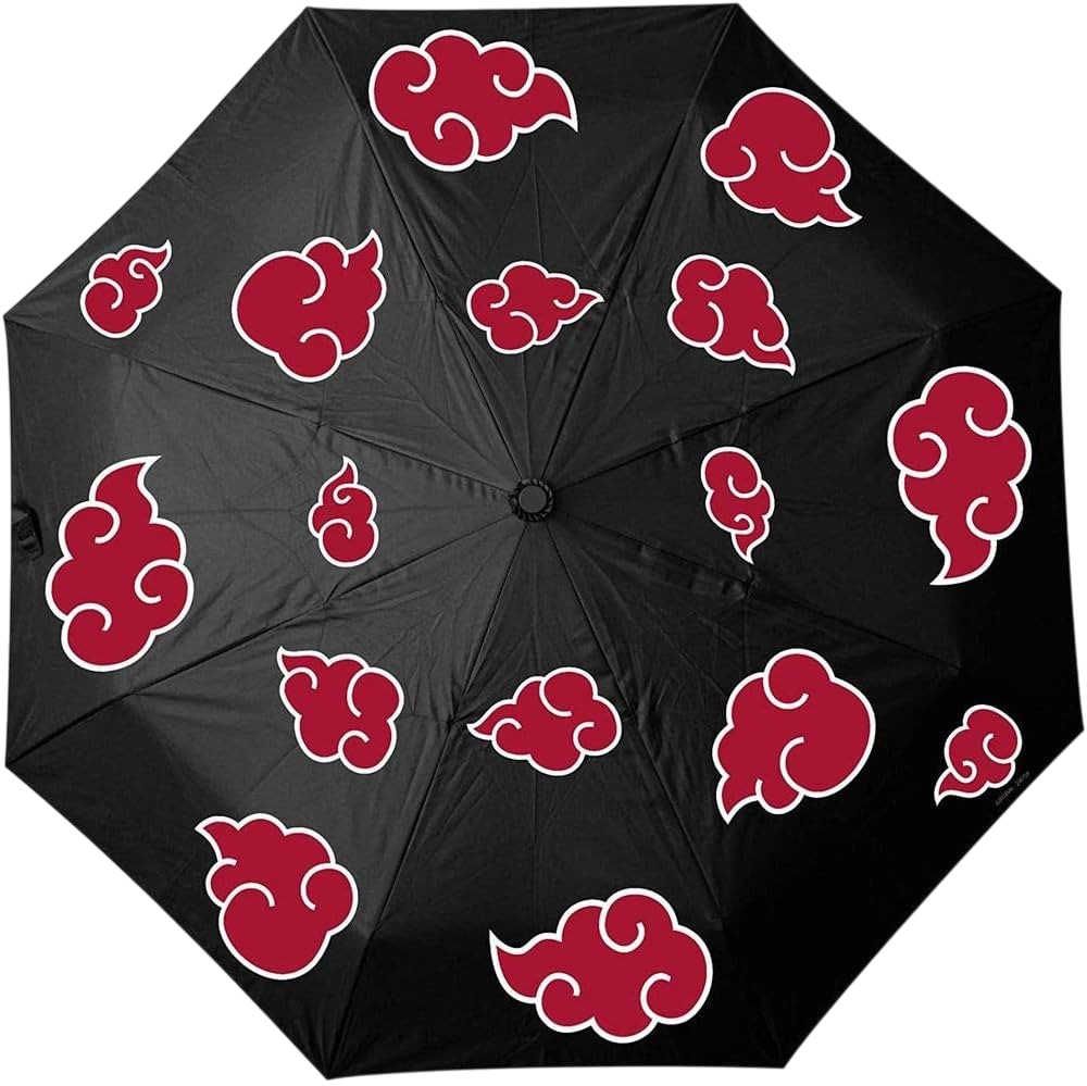 Parapluie noir NIPPON DOKI STORE avec motifs de nuages rouges Akatsuki issus de l'univers Naruto