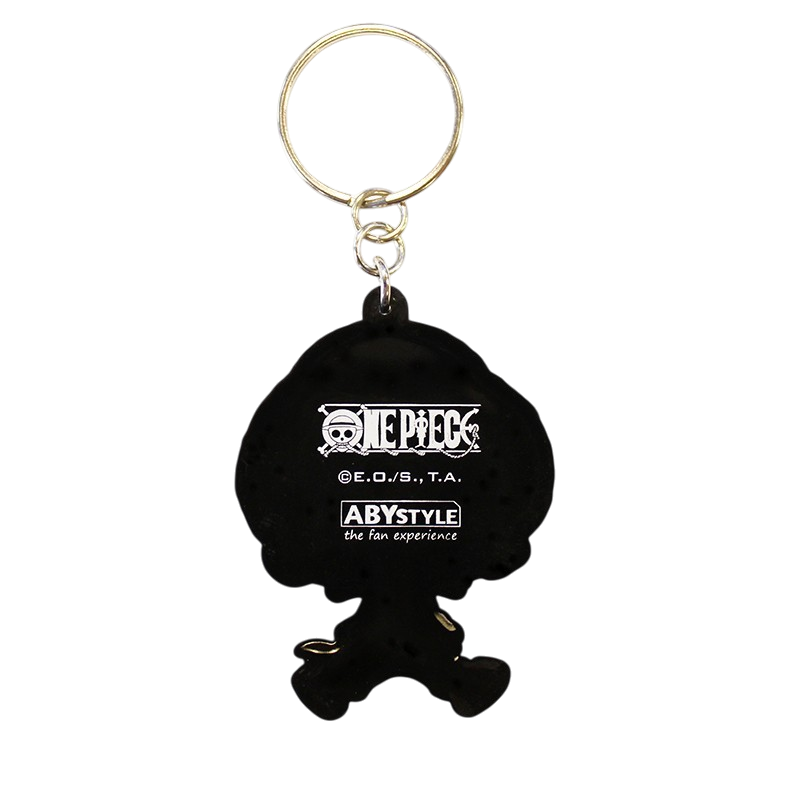 Dos du porte-clés NIPPON DOKI STORE en PVC représentant Luffy SD de One Piece avec logos officiels