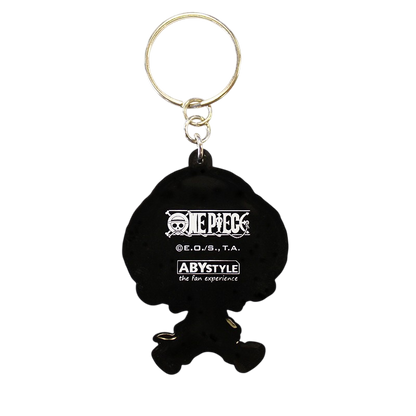 Dos du porte-clés NIPPON DOKI STORE en PVC représentant Luffy SD de One Piece avec logos officiels