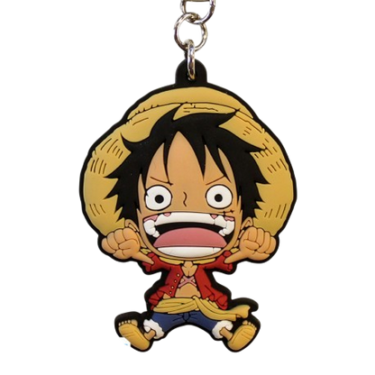 Porte-clés NIPPON DOKI STORE en PVC représentant Luffy de One Piece en version SD avec son chapeau de paille