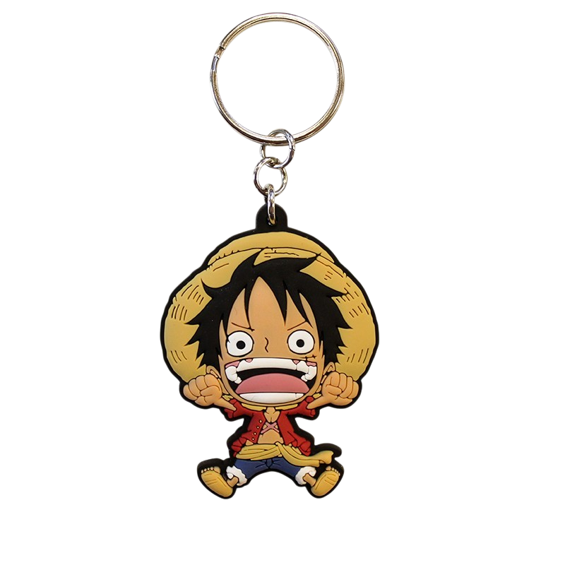 Porte-clés NIPPON DOKI STORE en PVC représentant Luffy de One Piece en style SD avec son chapeau de paille