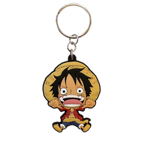 Porte-clés NIPPON DOKI STORE en PVC représentant Luffy de One Piece en style SD avec son chapeau de paille