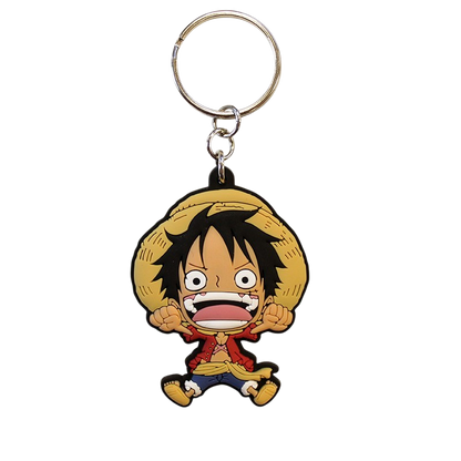 Porte-clés NIPPON DOKI STORE en PVC représentant Luffy de One Piece en style SD avec son chapeau de paille