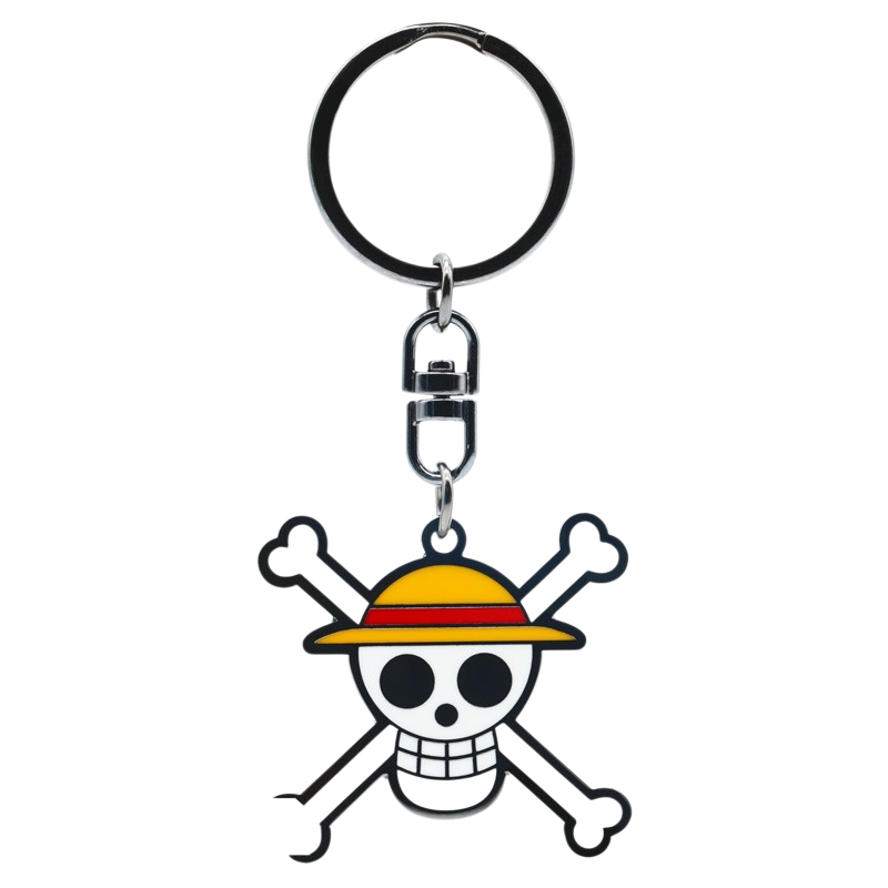 Porte-clés NIPPON DOKI STORE One Piece représentant le crâne de Luffy avec son chapeau de paille emblématique